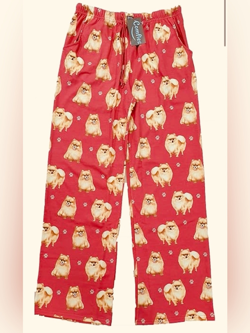 Pomeranian Print Pajama Pants from Comfies, unisex, size XL, NWT